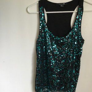 Forever 21 blue sequin tank top S/P